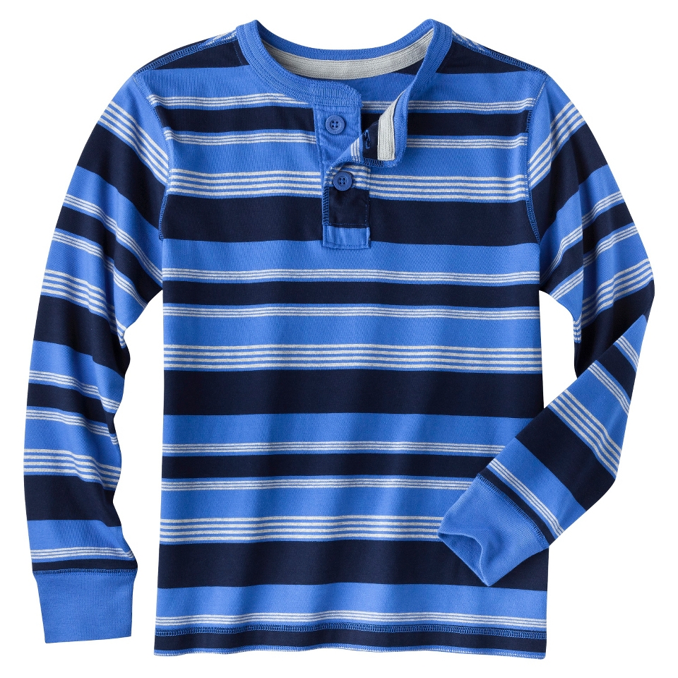 Cherokee Boys Striped Long Sleeve Henley   Kickball Blue S