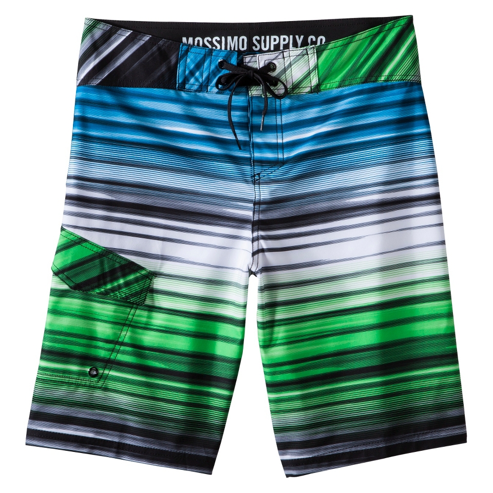 Mossimo Supply Co. Mens 11 Green and Blue Stripe Boardshort   32