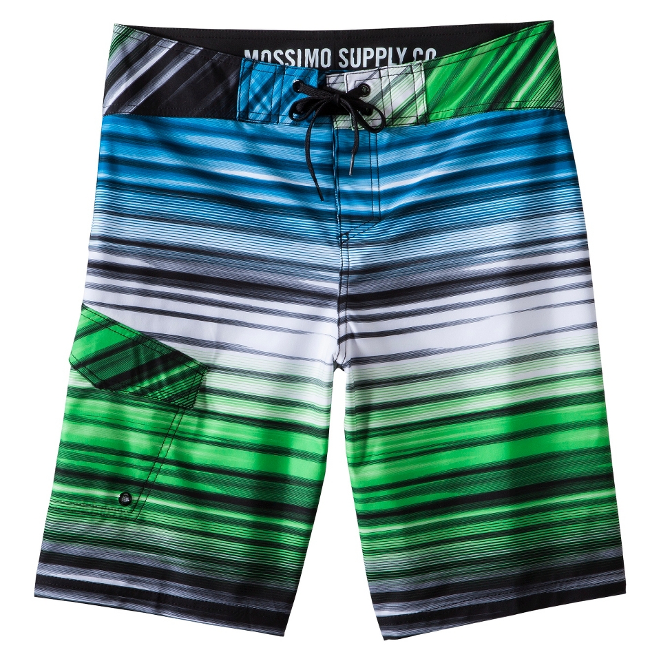 Mossimo Supply Co. Mens 11 Green and Blue Stripe Boardshort   34