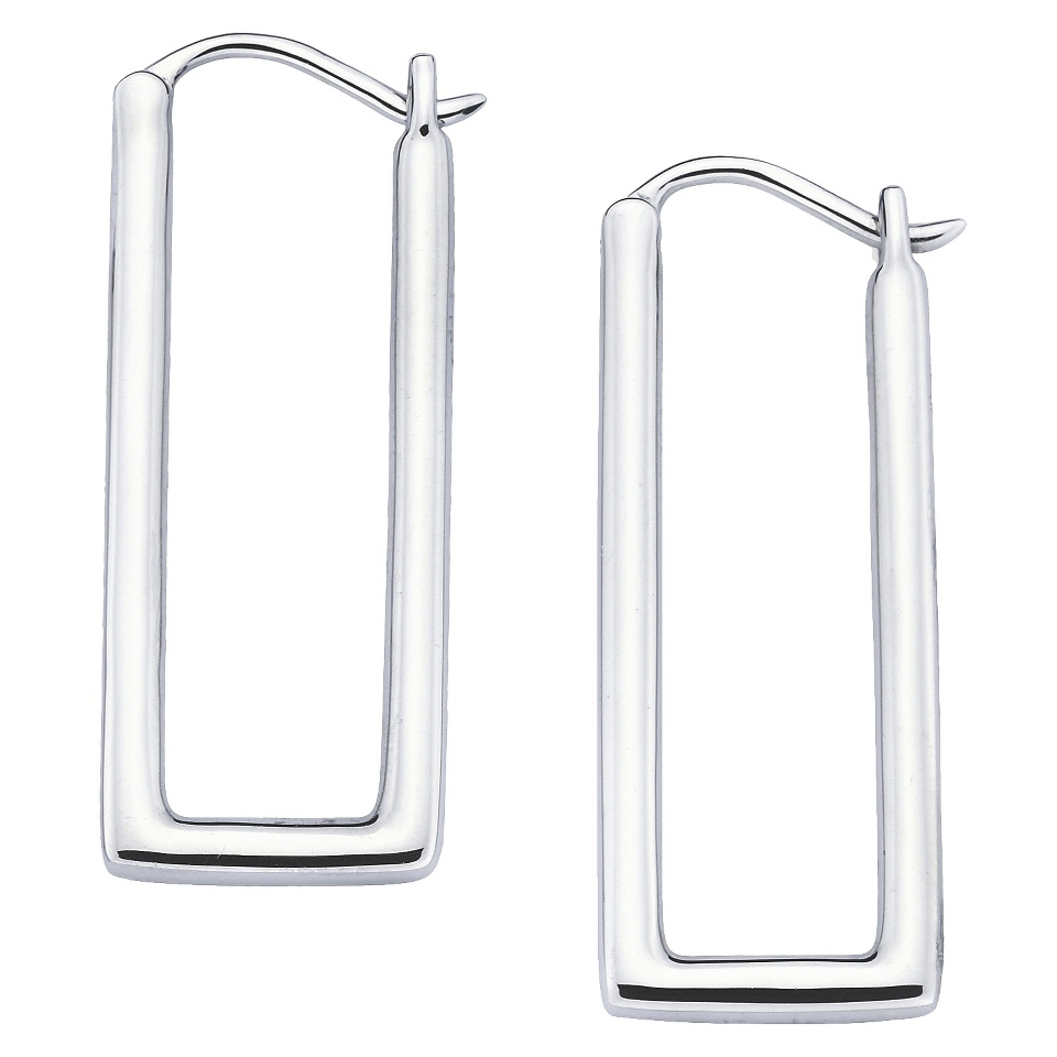 She Sterling Silver Rectangular Hoop Earrings Silver