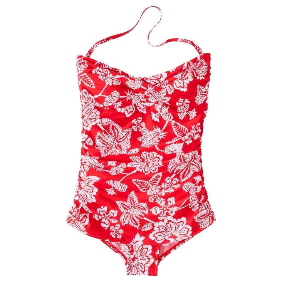 Clean Water Womens 1 Piece Floral Swimsuit  Red S