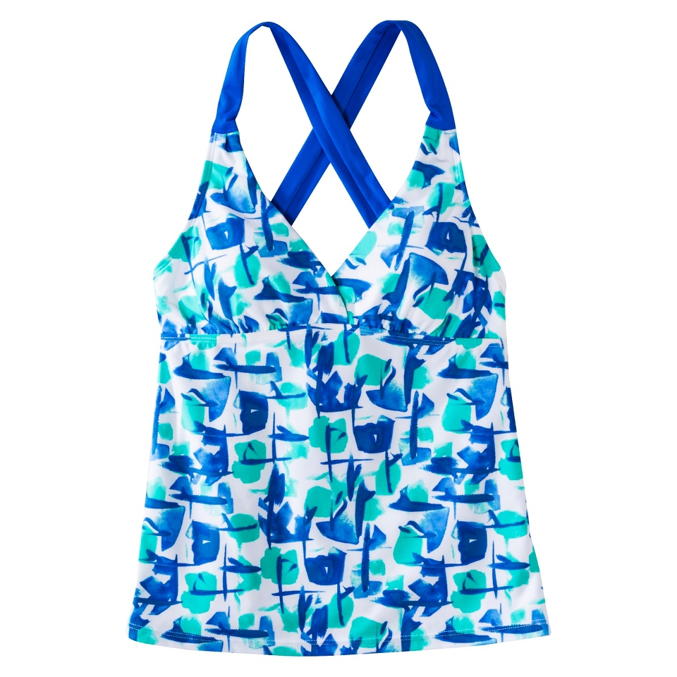 Clean Water Womens Printed Tankini Swim Top  Blue M