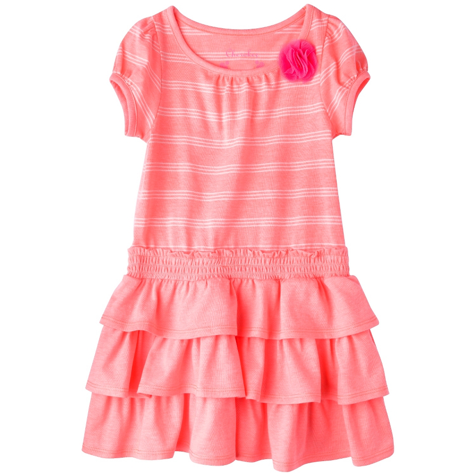 Cherokee Infant Toddler Girls Knit Stripe Dress   Melon 12 M