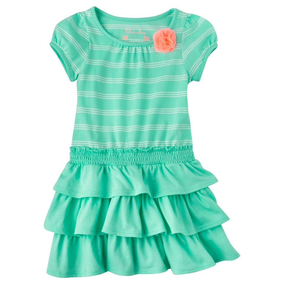 Cherokee Infant Toddler Girls Knit Stripe Dress   Mint 18 M