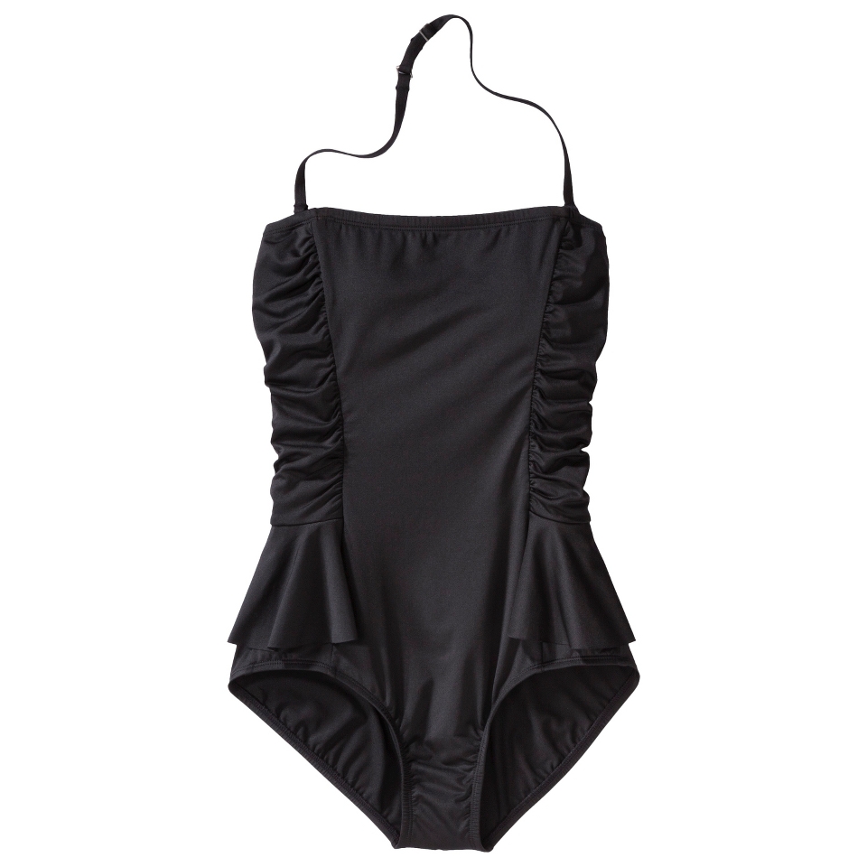 Clean Water Womens Peplum 1 Piece Swimsuit  Black XS