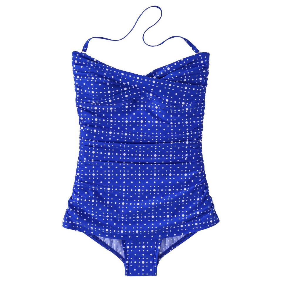 Clean Water Womens Polka Dot Swim Dress  Blue XS