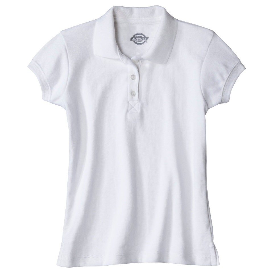 Dickies Girls School Uniform Short Sleeve Interlock Polo   White 18/20