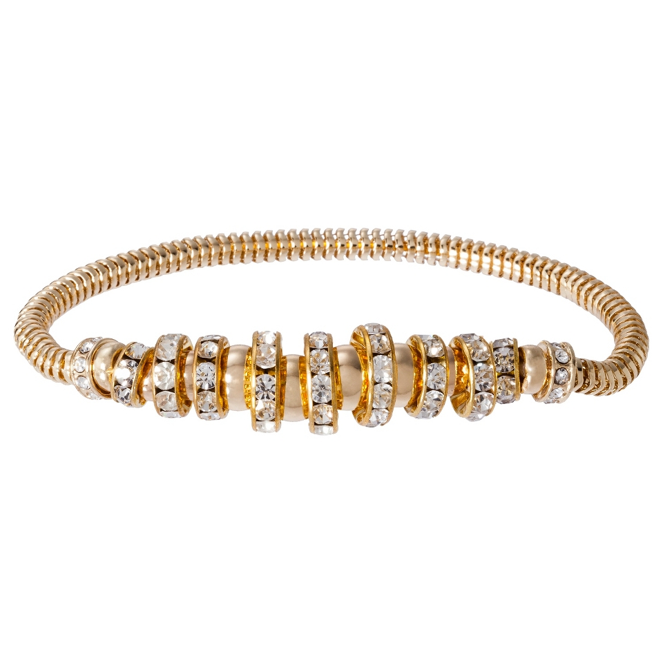 Lonna & Lilly Stretch Bracelet with Clear Stone Rondelles   Gold