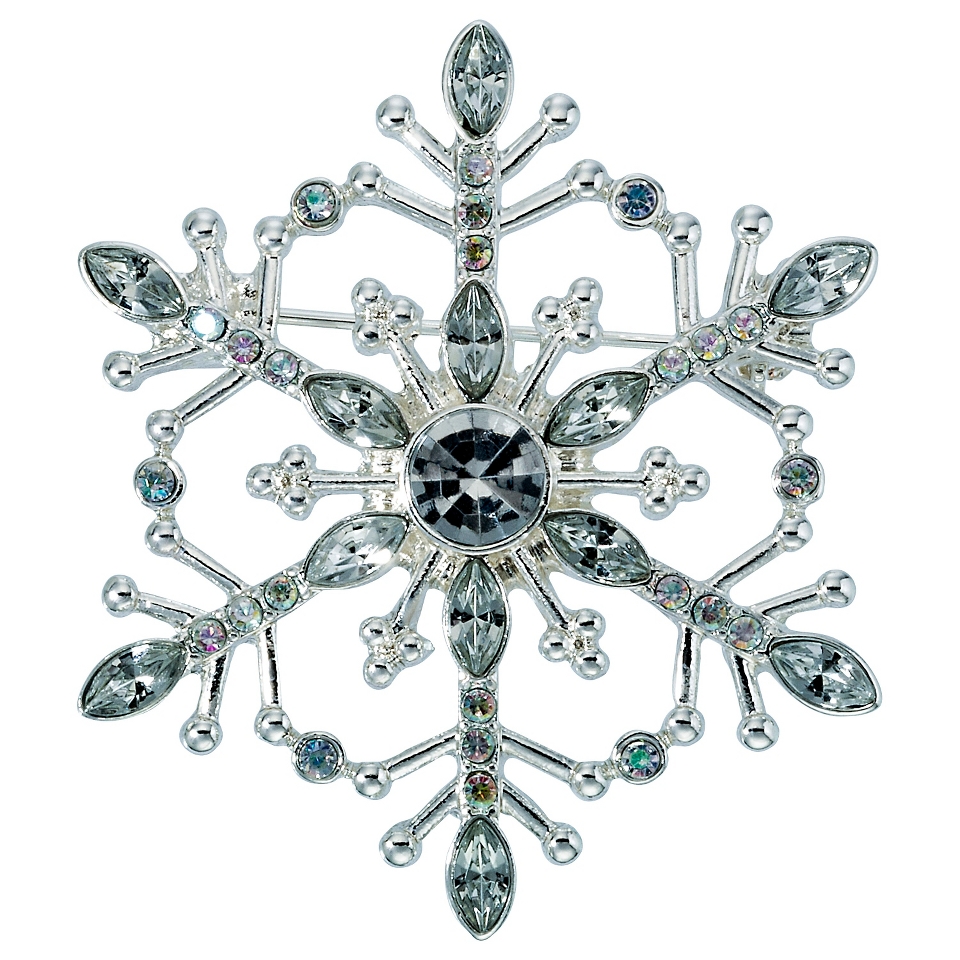 Lonna & Lilly Silver Snowflake Pin   Silver/Clear Stone