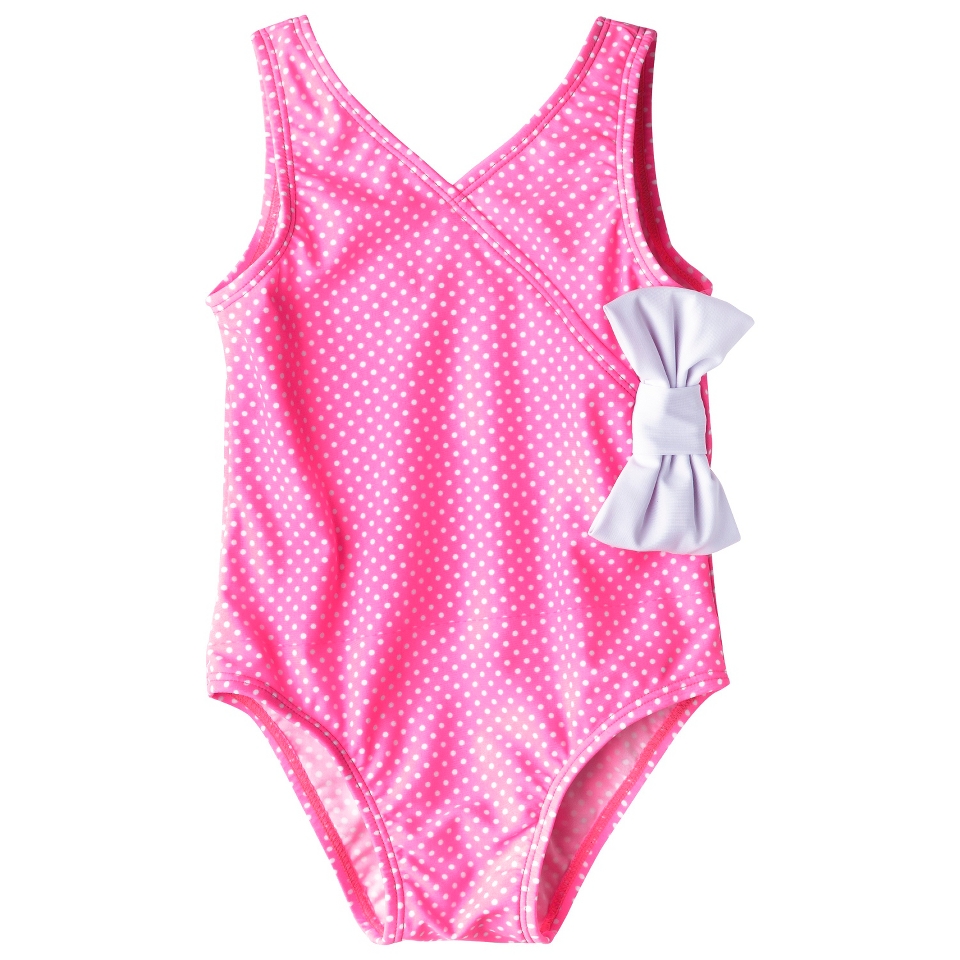 Circo Infant Toddler Girls Polka Dot 1 Piece Swimsuit   Pink 12 M