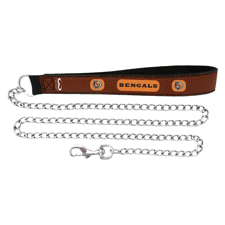 Cincinnati Bengals Football Leather 2.5mm Chain Leash   M