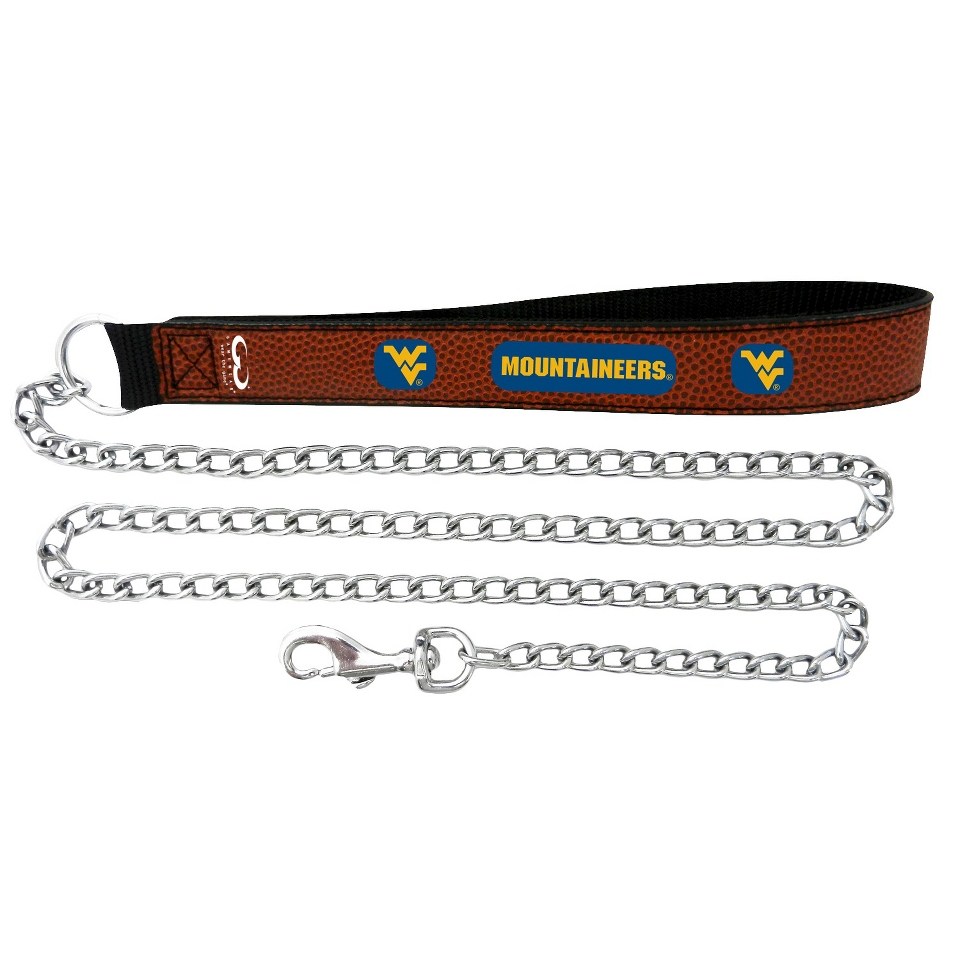 West Virginia Mountaineers Football Leather 2.5mm Chain Leash   M