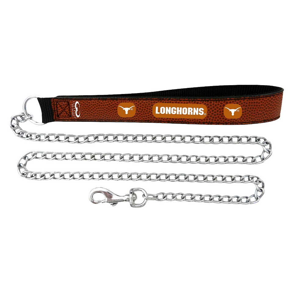 Texas Longhorns Football Leather 2.5mm Chain Leash   M