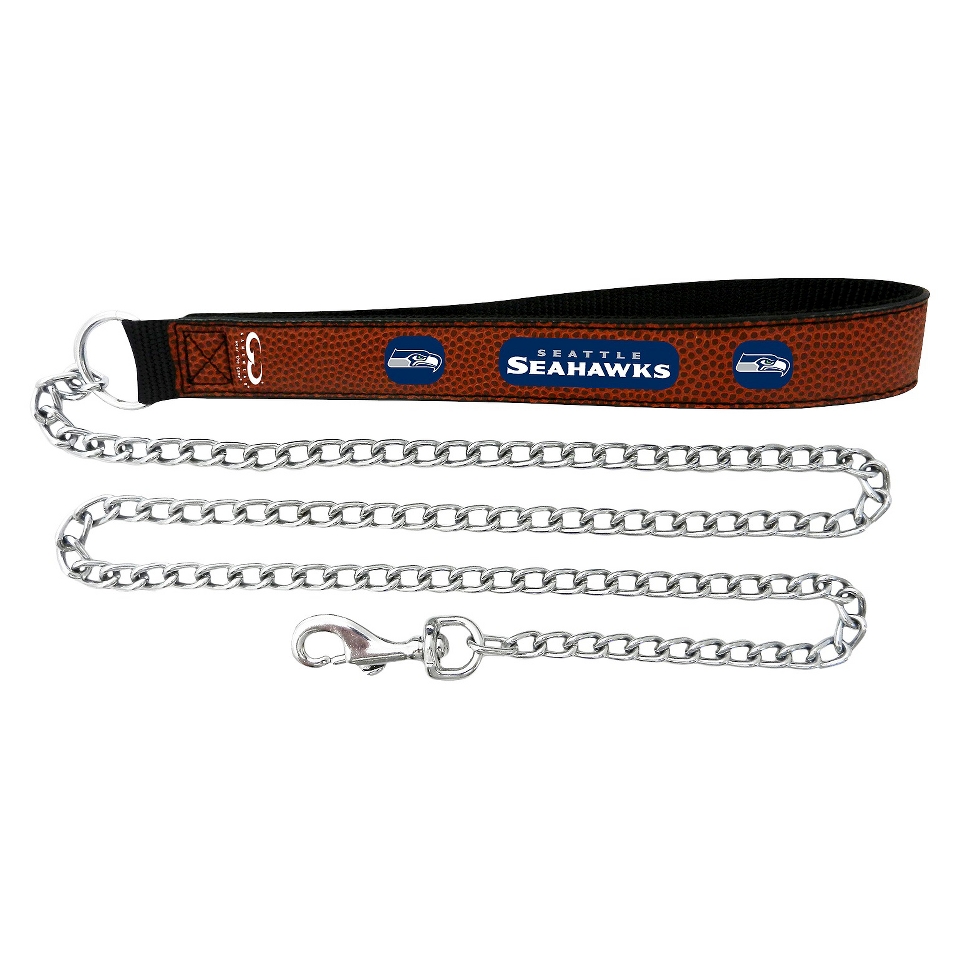 Seattle Seahawks Football Leather 2.5mm Chain Leash   M