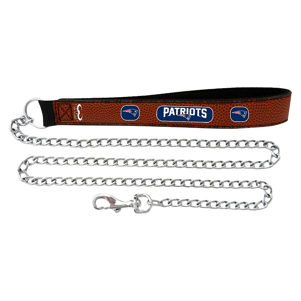 New England Patriots Football Leather 2.5mm Chain Leash   M