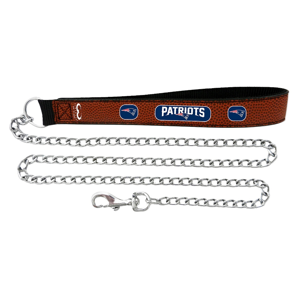 New England Patriots Football Leather 3.5mm Chain Leash   L