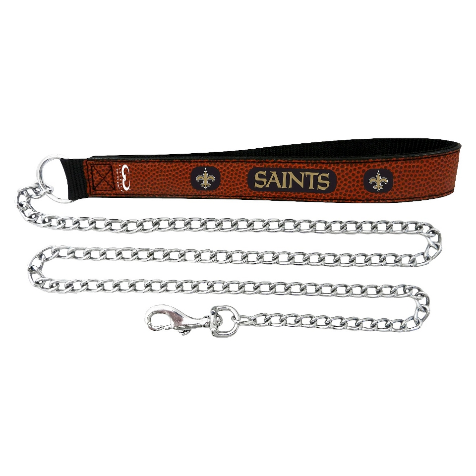 New Orleans Saints Football Leather 3.5mm Chain Leash   L