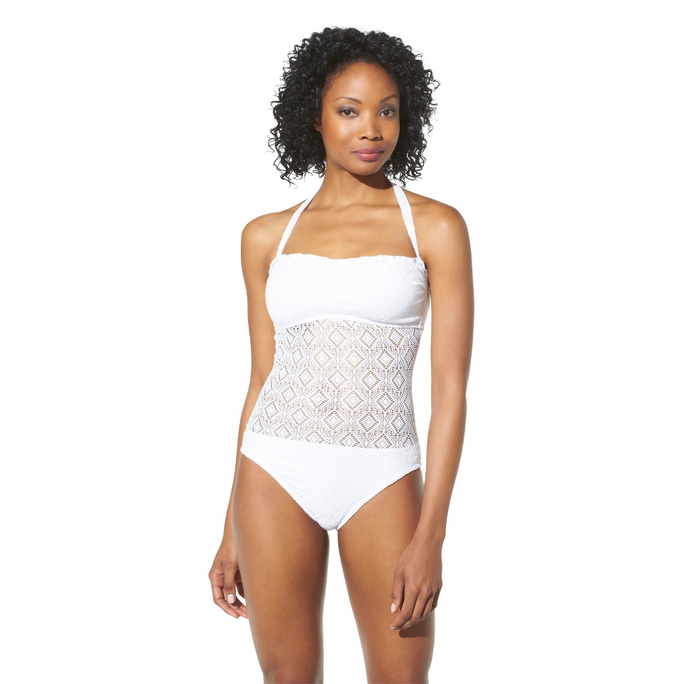 Mossimo Womens Crochet Mix and Match 1 Piece Swimsuit  White M