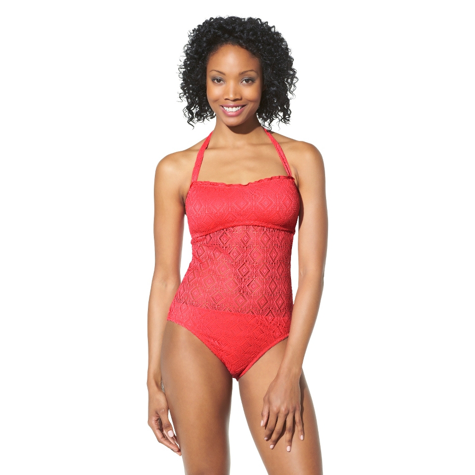 Mossimo Womens Crochet Mix and Match 1 Piece Swimsuit  Guava XS