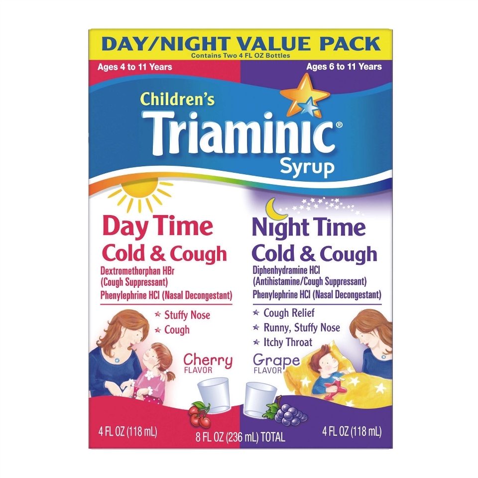 Triaminic Childrens Daytime/Nighttime Cherry and Grape Cold and Cough Syrup  
