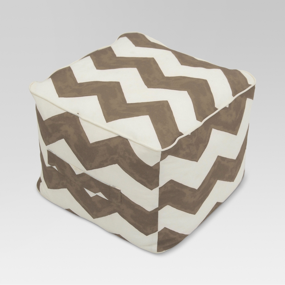 Threshold Outdoor Fabric Pouf   Taupe Chevron