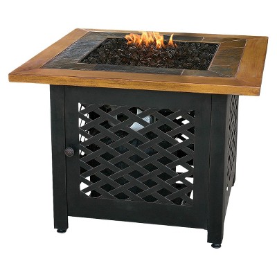 Uniflame 42" Round Slate Tile and Faux Wood Propane Fire ...
