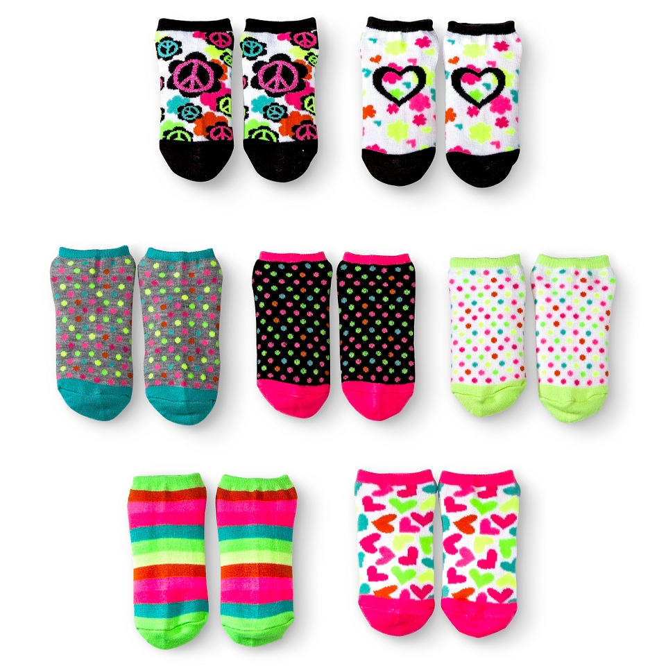 Xhilaration Girls 7pk Low Cut Pastel Rainbow Socks   Assorted 9 2.5