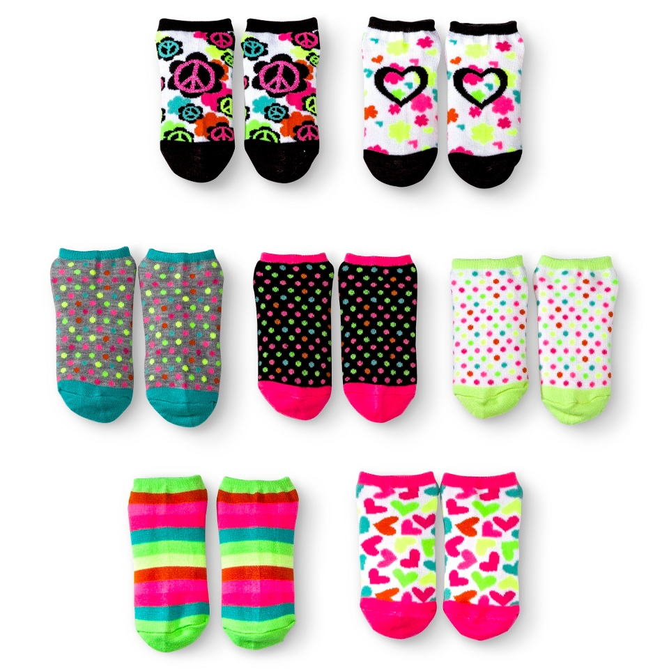 Xhilaration Girls 7pk Low Cut Pastel Rainbow Socks   Assorted 3 10