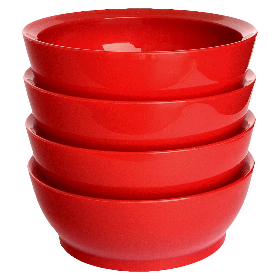 Calibowl Spill Proof 28 Ounce Bowl   Red (Set of 4)