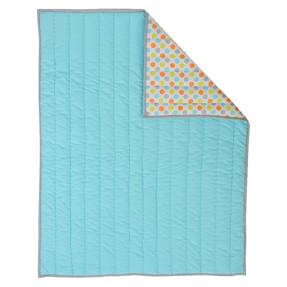 Mix N Match Aqua with Orange Deco Dot Reversible Quilt