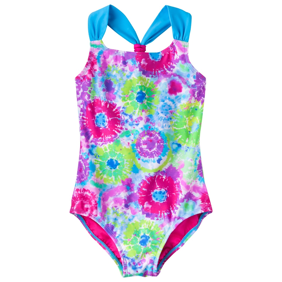 Girls 1 Piece Tie Dye Swimsuit   Purple L