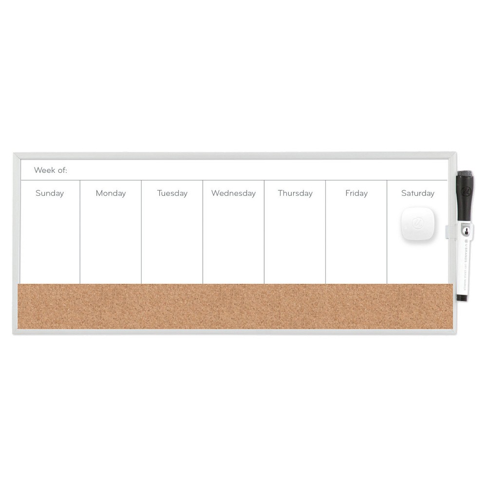 Ubrands Magnetic Dry Erase Weekly Planner 7.5"x18" White