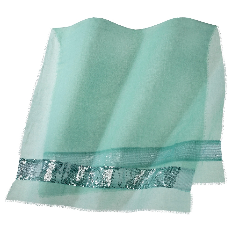 Solid Scarf with Silver Sequin Strip   Mint