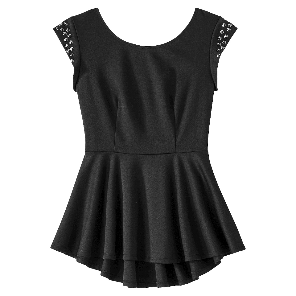 Xhilaration Juniors Strapless Studded Shoulder Peplum Top   Black M(7 9)