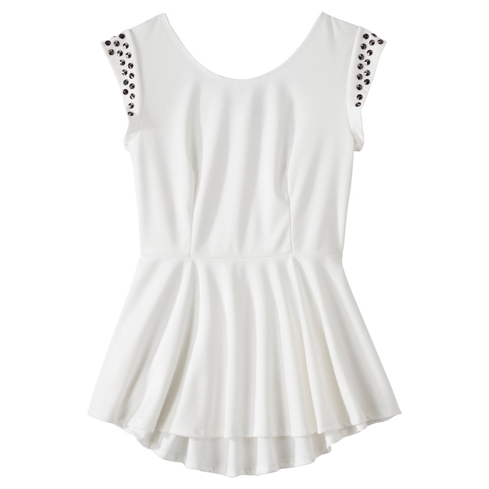 Xhilaration Juniors Strapless Studded Shoulder Peplum Top   Ivory XS(1)