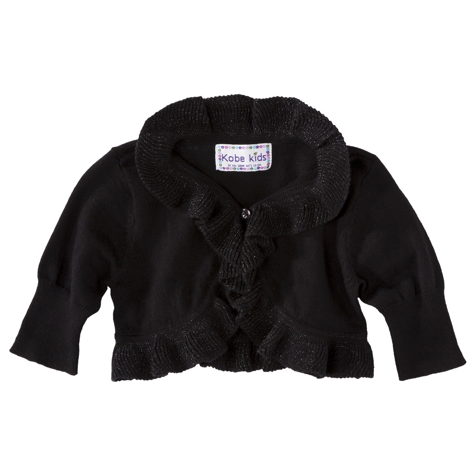 Infant Toddler Girls Ruffle Cardigan   Black 2T