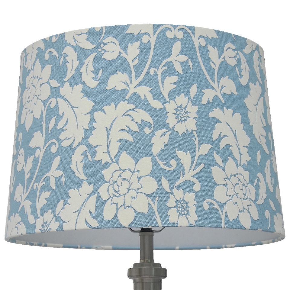 Threshold Flocked Damask Lamp Shade Small   Ancient Aqua