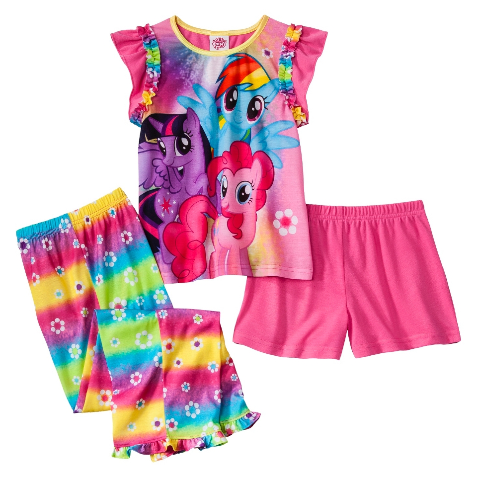 My Little Pony Toddler Girls 3 Piece Short Sleeve Pajama Set   Pink 3T