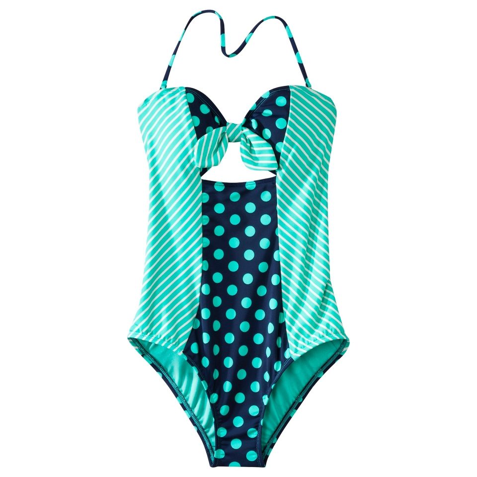 Juniors Polka Dot 1 Piece Swimsuit  Mint XL