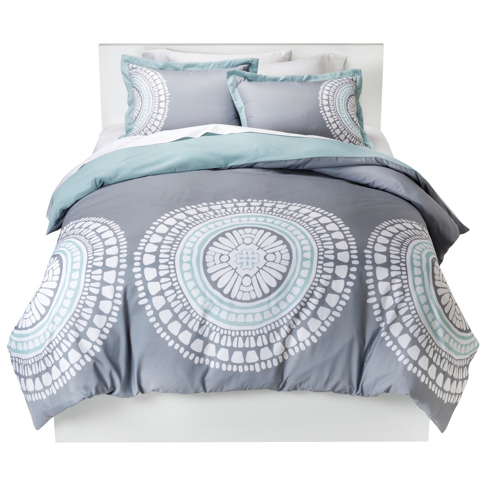 Room Essentials Medallion Duvet Cover Cover Set   Gray (King)