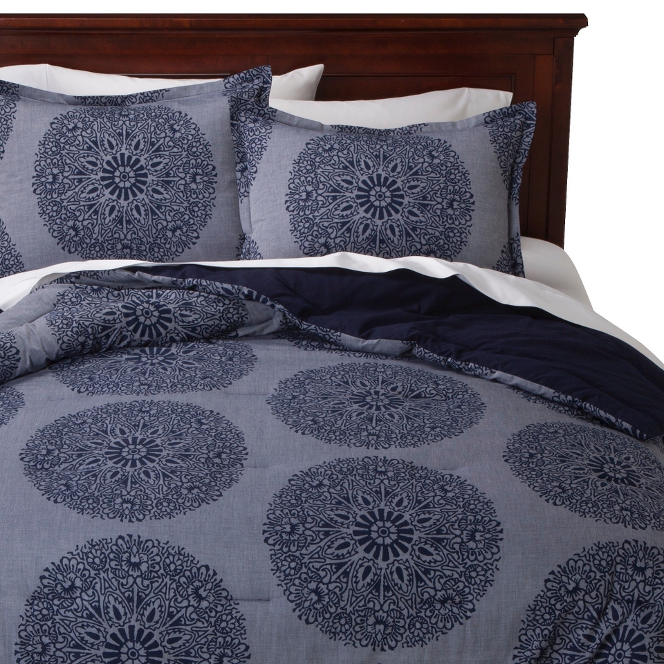 Threshold Chambray Medallion Comforter Set   Indigo (Full/Queen)