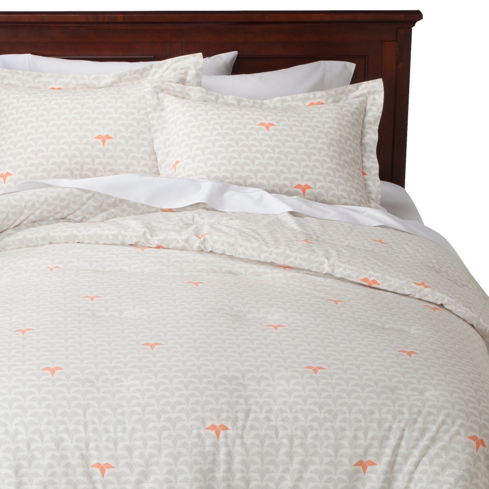 Nate Berkus Origami Comforter Set   Tan/Coral (Full/Queen)