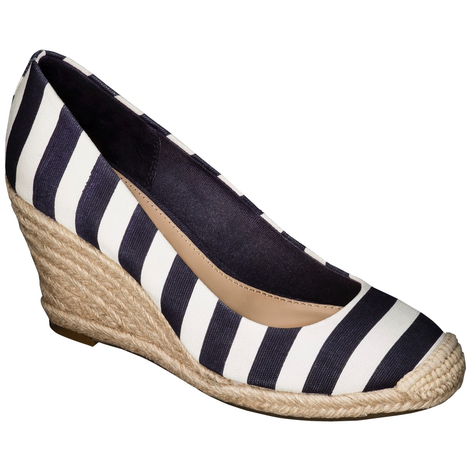 Womens Merona Penelope Espadrille Wedge Pump   Navy Stripe 11