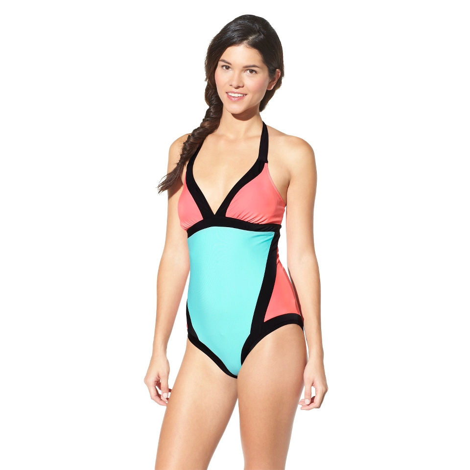 Juniors 1 Piece Swimsuit  Colorblock XS