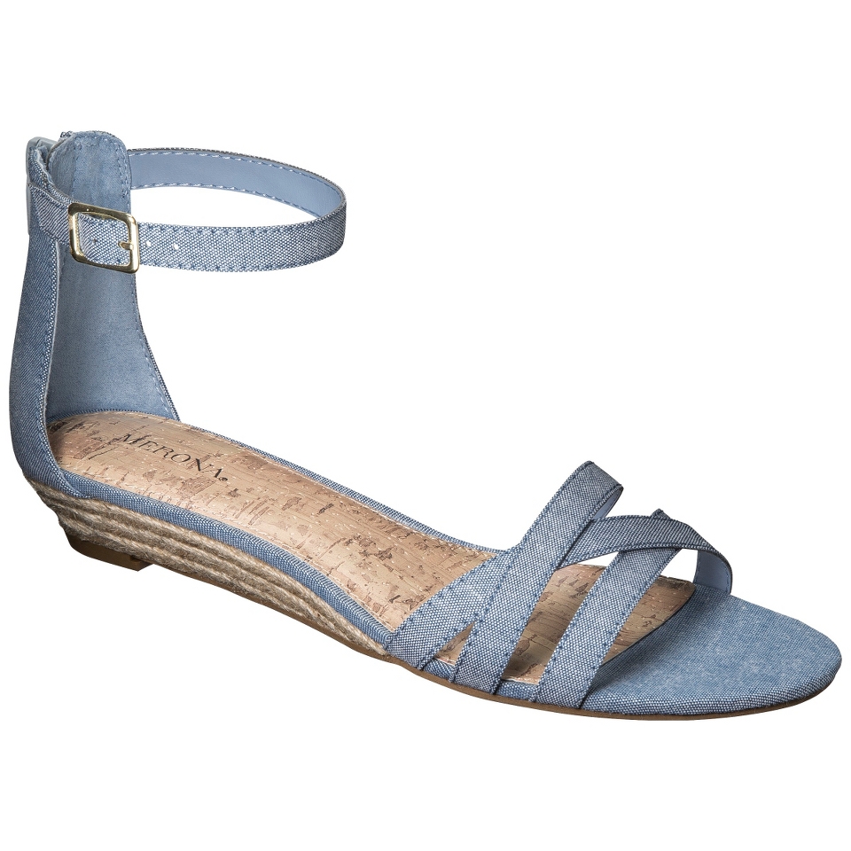 Womens Merona Tori Ankle Strap Wedge Sandal   Chambray 10