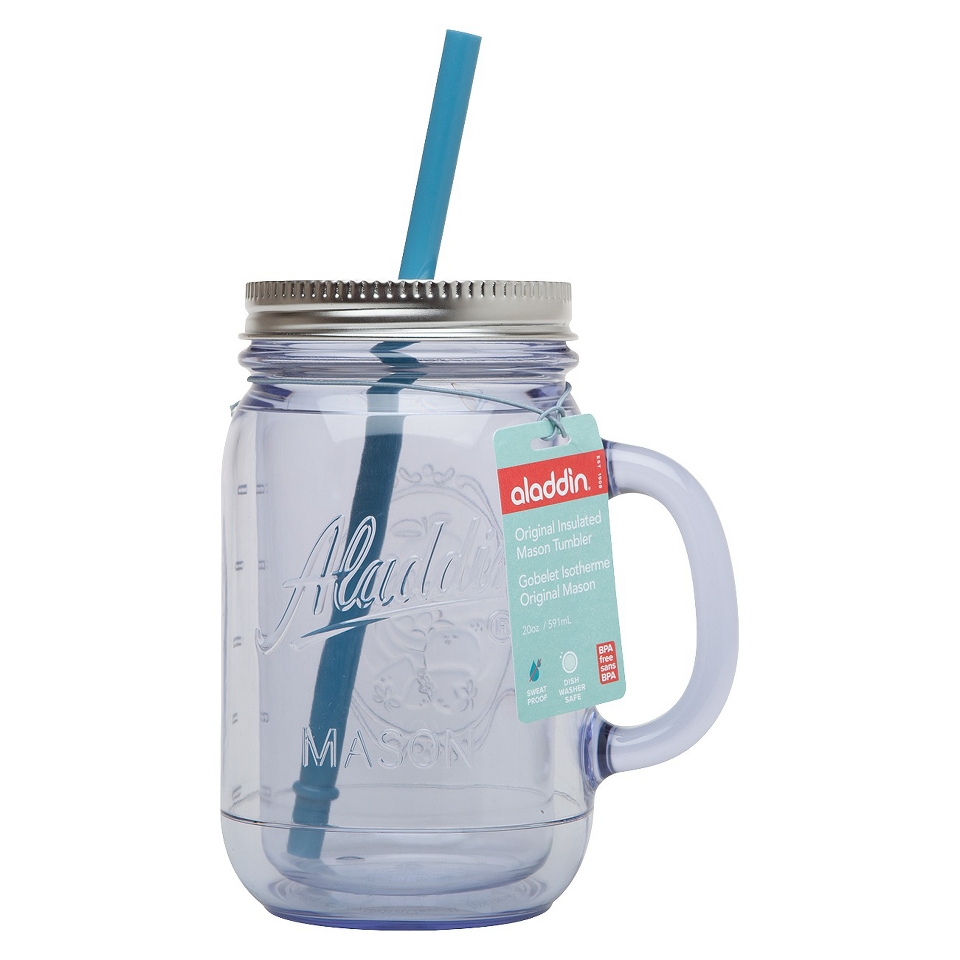 Aladdin Double Walled Plastic Mason Jar   Clear (20 oz)