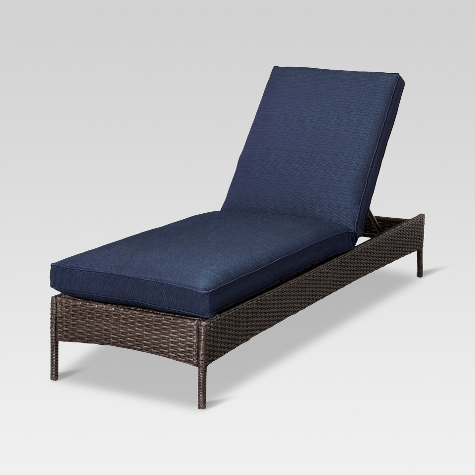 Threshold Navy Blue Wicker Chaise Lounge Patio Furniture, Belvedere Collection