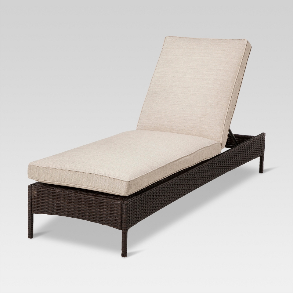 Outdoor Patio Furniture Threshold Tan Wicker Chaise Lounge, Belvedere