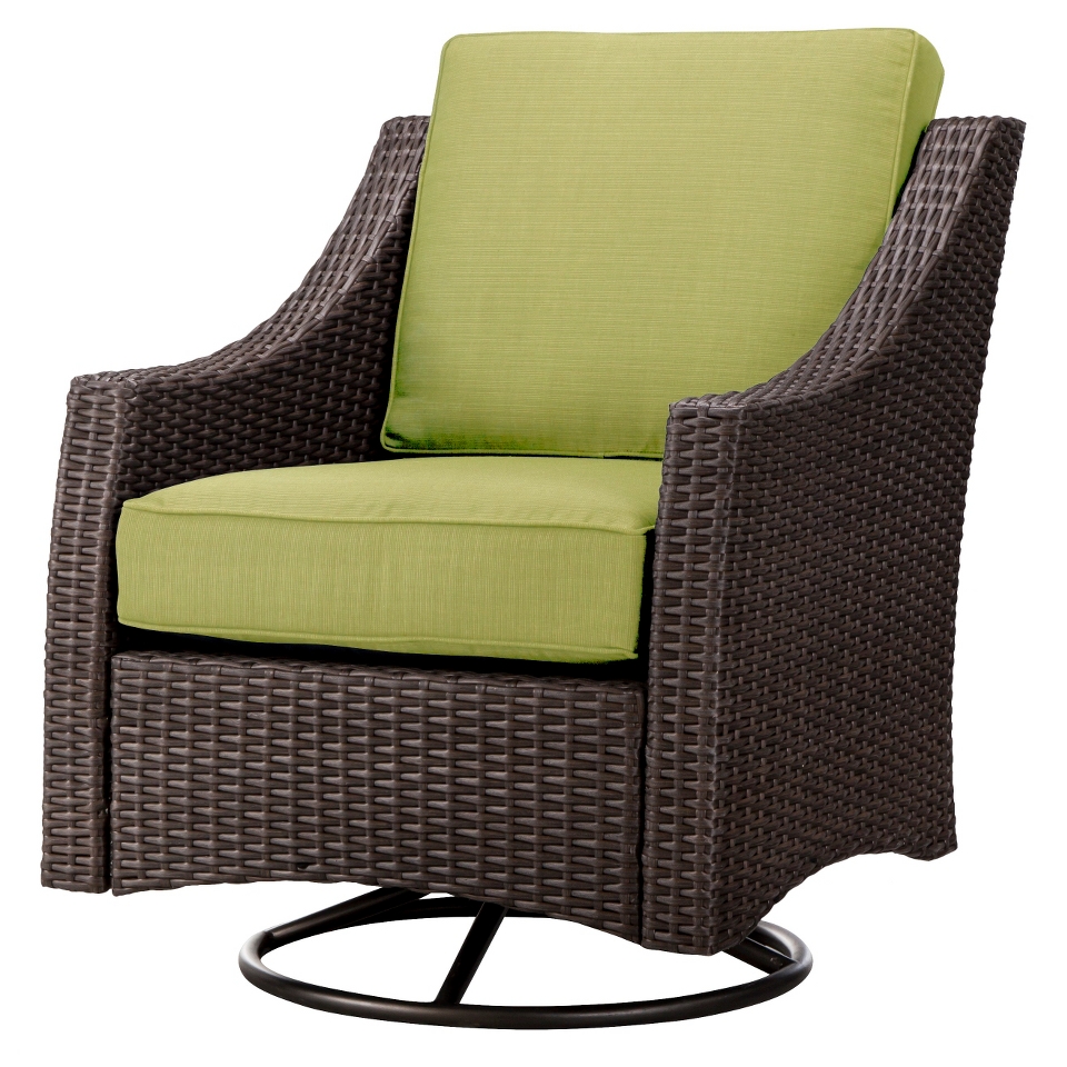 Threshold Lime Green Wicker Swivel Club Chair Patio Furniture, Belvedere