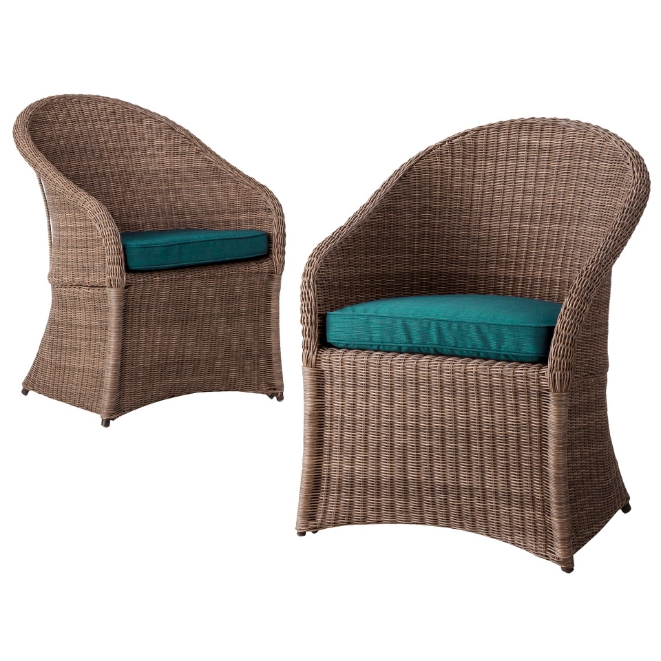 Outdoor Patio Furniture Set Threshold 2 Piece Turquoise (Blue) Wicker Chair,